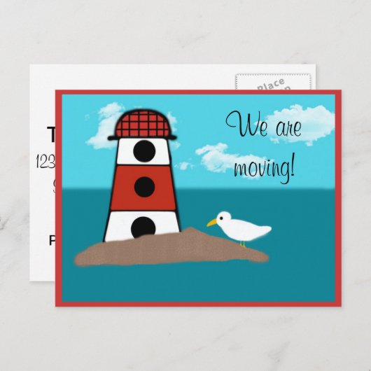 Lichter en Seagull Change of Address Briefkaart (Voorkant / Achterkant)