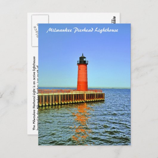 Lichter van Milwaukee Pierhead, meer van Michigan Briefkaart (Voorkant / Achterkant)