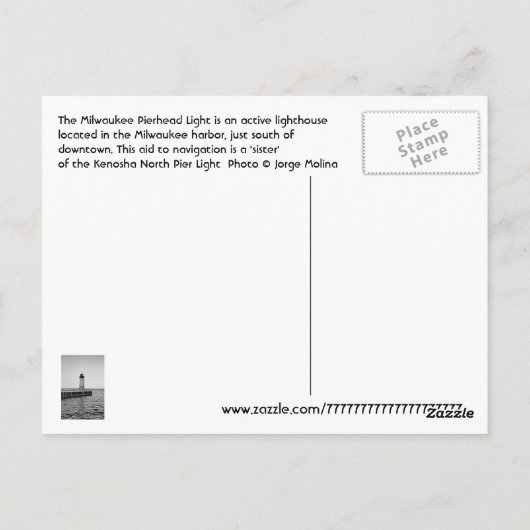 Lichter van Milwaukee Pierhead, meer van Michigan Briefkaart (Achterkant)