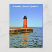 Lichter van Milwaukee Pierhead, meer van Michigan Briefkaart (Voorkant)