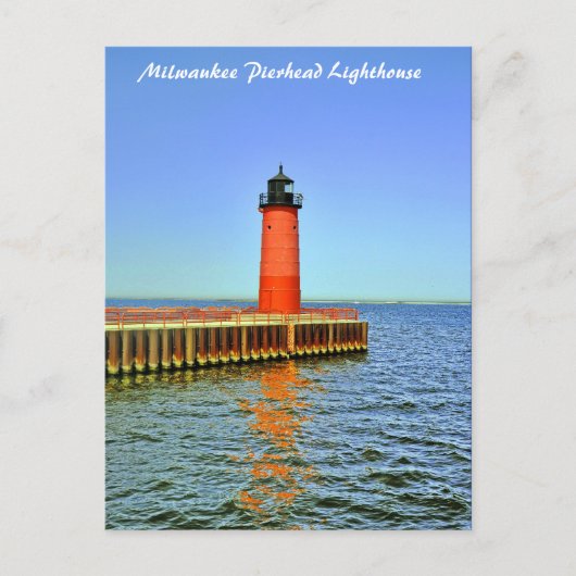 Lichter van Milwaukee Pierhead, meer van Michigan Briefkaart (Voorkant)