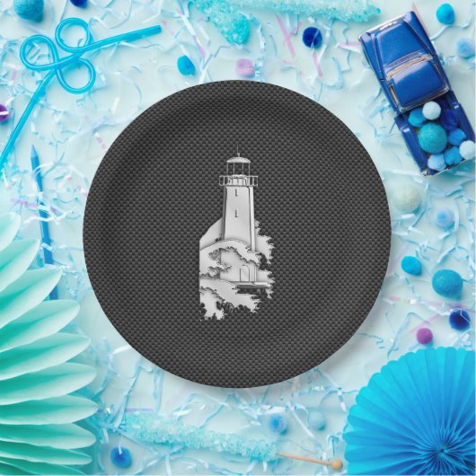 Lichter voor chroomstijl op koolstofvezel papieren bordje (Feest)