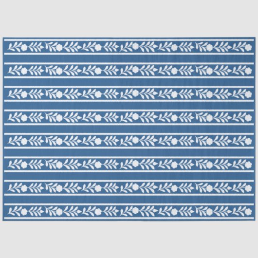Lichtere Blauwe Been Inleg Bloemrand Decoupage Tissuepapier (Voorkant)