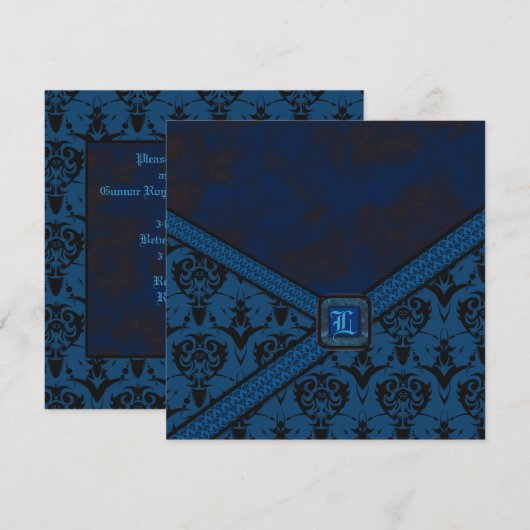 Lichtere blauwe en zwarte Gothic Kaart (Voorkant / Achterkant)