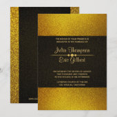 Lichtere en donkerdere gouden glitter bruiloft kaart (Voorkant / Achterkant)