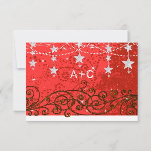 Lichtere rode bruiloft onder de sterren RSVP (Achterkant)