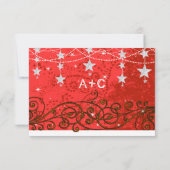 Lichtere rode bruiloft onder de sterren RSVP Kaartje (Achterkant)