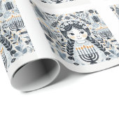 Lichtfestival: Hanukkah Sameach Stickers Cadeaupapier (Rol Hoek)