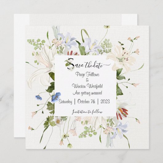 Lichtfloraal bespaart de datum kaart (Voorkant / Achterkant)