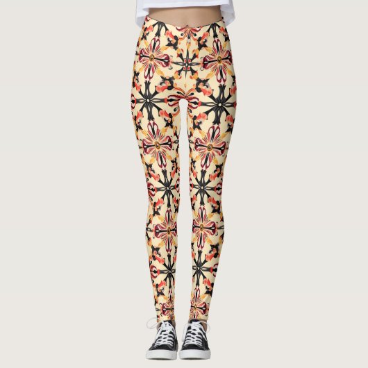 Lichtgeel Abstract patroon Leggings (Voorkant)