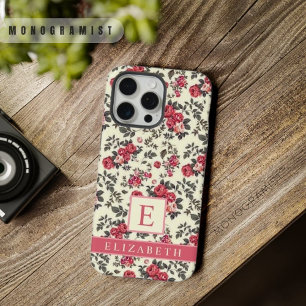 lichtgeel bloemrood rozenbloemen iPhone 15 pro max case