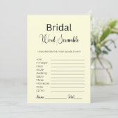 Lichtgeel Bridal Word Scramble spel Kaart (Staand voorkant)