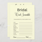 Lichtgeel Bridal Word Scramble spel Kaart (Voorkant / Achterkant)