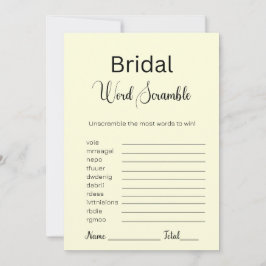 Lichtgeel Bridal Word Scramble spel Kaart