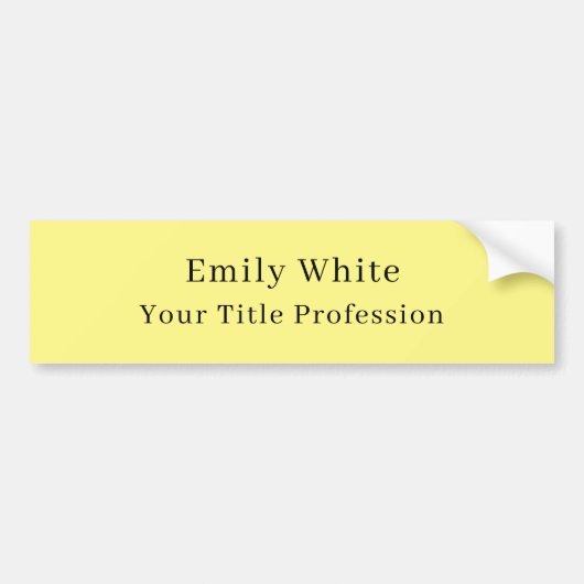 Lichtgeel Eenvoudig Elegant Modern Professioneel Bumpersticker (Voorkant)