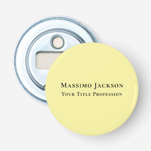Lichtgeel Eenvoudig Elegant Professioneel Modern Button Flesopener (Voorkant)