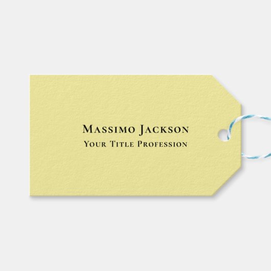 Lichtgeel Eenvoudig Elegant Professioneel Modern Cadeaulabel (Voorkant (Horizontaal))