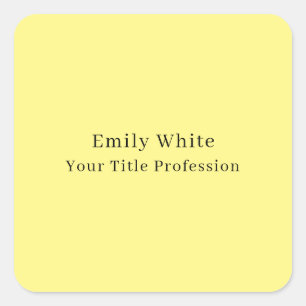 Lichtgeel Eenvoudig Elegant Professioneel Modern Vierkante Sticker