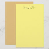 Lichtgeel Elegant Professioneel Modern Briefpapier (Voorkant / Achterkant)