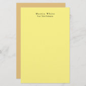 Lichtgeel Elegant Professioneel Modern Briefpapier (Voorkant / Achterkant)