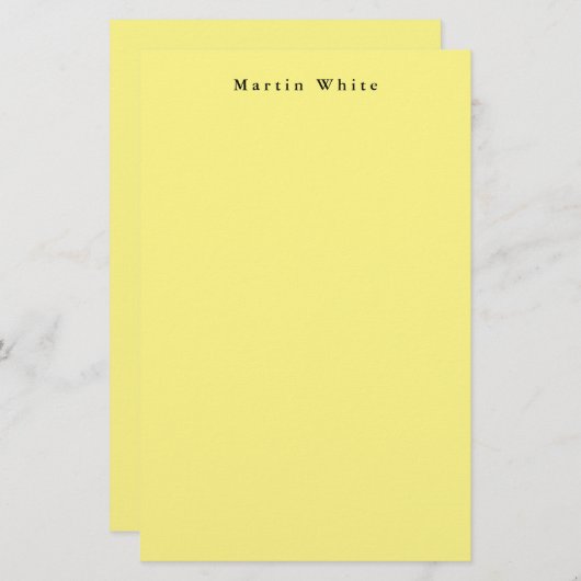 Lichtgeel Elegant Professioneel Modern Briefpapier (Voorkant / Achterkant)