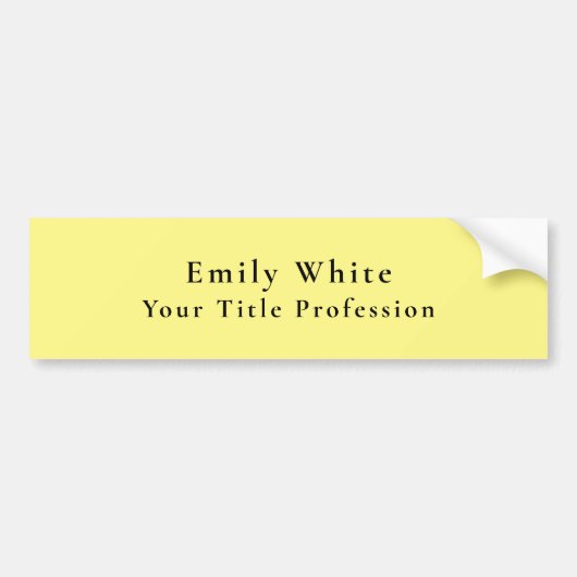 Lichtgeel Elegant Professioneel Modern Bumpersticker (Voorkant)