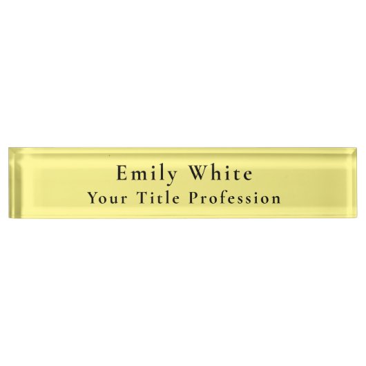 Lichtgeel Elegant Professioneel Modern Naambordje (Voorkant)