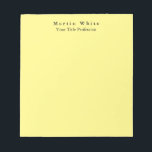 Lichtgeel Elegant Professioneel Modern Notitieblok<br><div class="desc">Eenvoudig,  modern,  minimalistisch design voor bedrijven. Deze sjabloon kan worden aangepast aan alle professionele beroepen.</div>