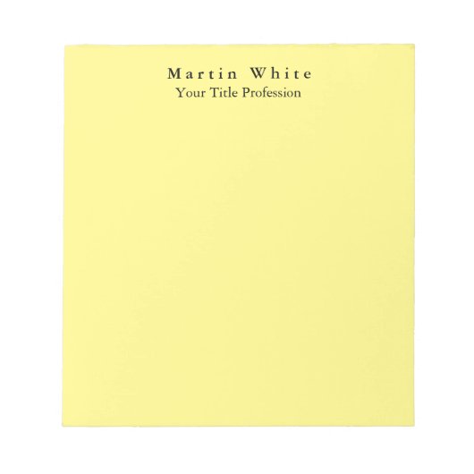 Lichtgeel Elegant Professioneel Modern Notitieblok (Voorkant)