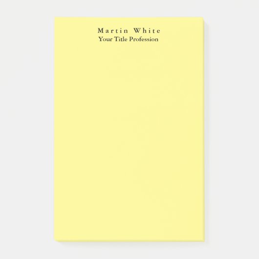 Lichtgeel Elegant Professioneel Modern Post-it® Notes (Voorkant)
