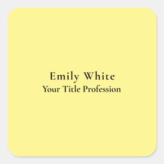 Lichtgeel Elegant Professioneel Modern Vierkante Sticker (Voorkant)