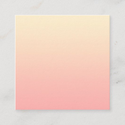 Lichtgeel en roze verloop vierkante visitekaartje (Voorkant)