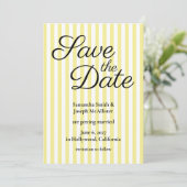 Lichtgeel en witte streep save the date (Staand voorkant)