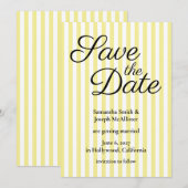 Lichtgeel en witte streep save the date (Voorkant / Achterkant)