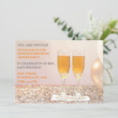 Lichtgeel goud 60ste verjaardag champagne kaart (Staand voorkant)