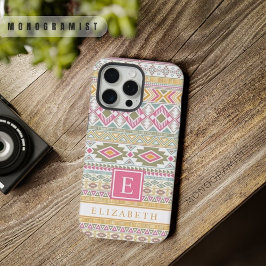  Lichtgeel Groen Roze Blauw Aztec iPhone 15 Pro Max Case