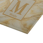 Lichtgeel marmer met bronzen aderen monogram snijplank (Hoek)