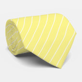 Lichtgeel met Ivoorwitte pinstripes Stropdas (Opgerold)