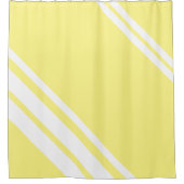 Lichtgeel: Moderne lijnen in wit Douchegordijn (Voorkant)
