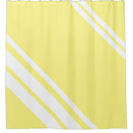 Lichtgeel: Moderne lijnen in wit Douchegordijn