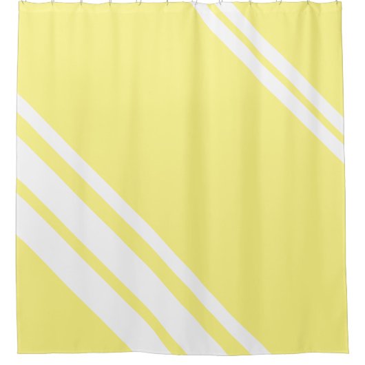 Lichtgeel: Moderne lijnen in wit Douchegordijn (Voorkant)