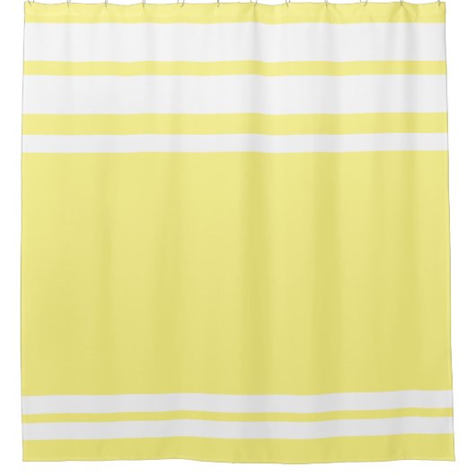 Lichtgeel: Moderne lijnen in wit Douchegordijn (Voorkant)