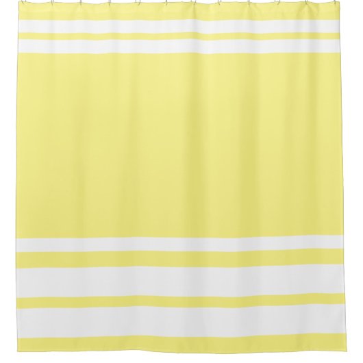 Lichtgeel: Moderne lijnen in wit Douchegordijn (Voorkant)