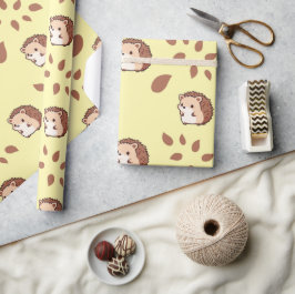 Lichtgeel Naadloos inpakpapier Cosy Hedgehog