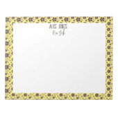 Lichtgeel patroon bruine natuurlijke bloem notitieblok (Voorkant)