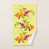 Lichtgeel - Vogel en Gele Rose Bad Handdoek (Handdoek)