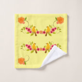 Lichtgeel - Vogel en Gele Rose Bad Handdoek (Wasdoekje)