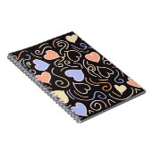 Lichtgekleurde harten op een zwarte achtergrond no notitieboek (Rechterzijde)