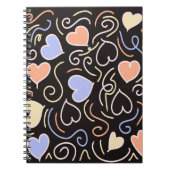 Lichtgekleurde harten op een zwarte achtergrond no notitieboek (Voorkant)