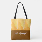 Lichtgele Abstracte Waterverf met bruine basis Tote Bag (Achterkant)